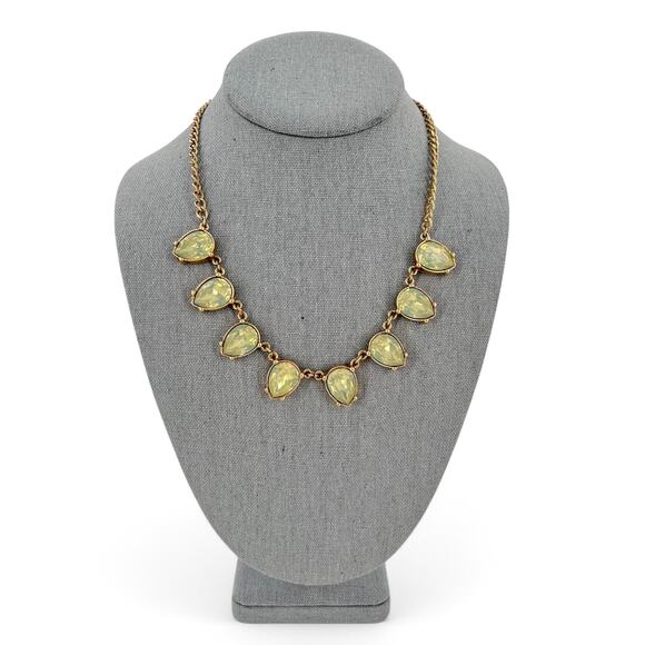 The Limited Rhinestone Statement Necklace Yellow Opal Teardrop Gold Tone - Picture 2 of 6